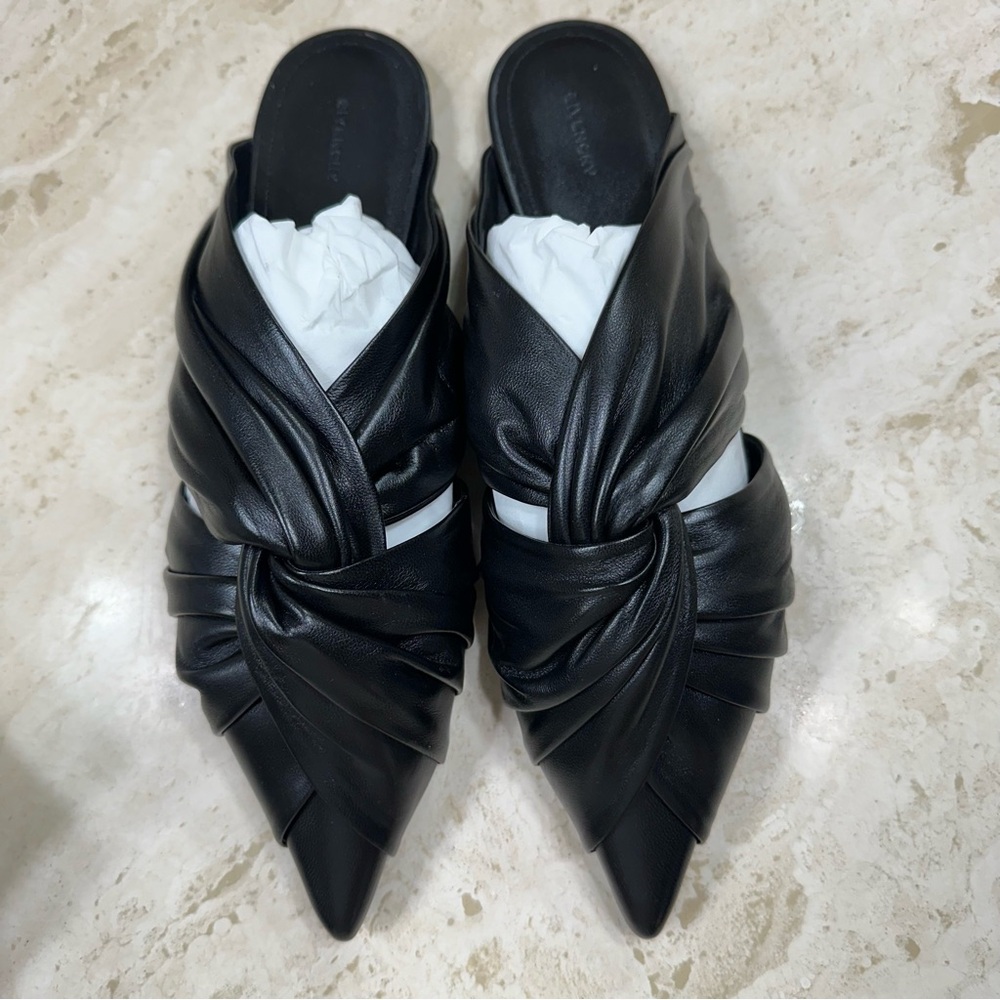 GIVENCHY Twist Pointed Toe Mule Black Flat🌸 - Picture 4 of 11